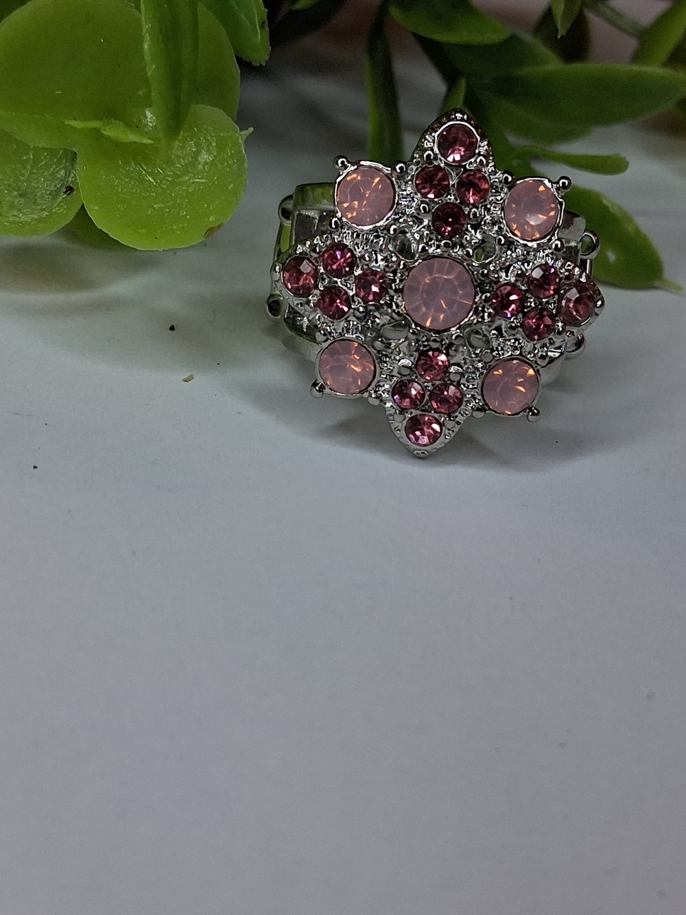 Pink Rhinestone And Opalescent Statement Ring - Picture 4 of 4